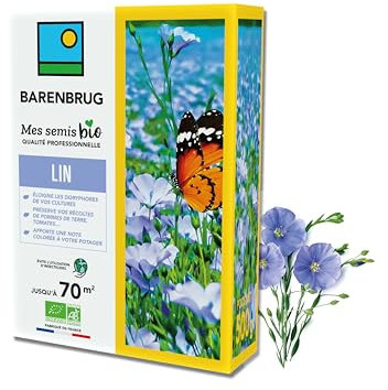 BARENBRUG - Lin BIO - Éloigne les Doryphores des Cultures - Préserve les Récoltes - Apporte une Note Colorée au Potager - Évite l'Utilisation d'Insecticides - Fabriqué en France - 500G