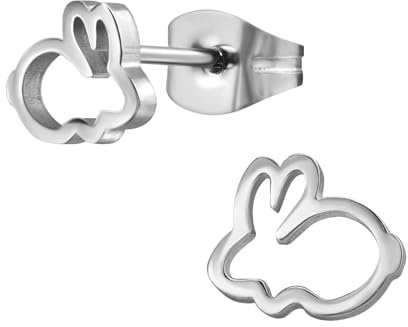 Monkimau Hase Kinder Ohrringe Chirurgenstahl | Edelstahl Hypoallergen Kinderohrringe | Mädchen Schmuck Geschenk Geschenkidee