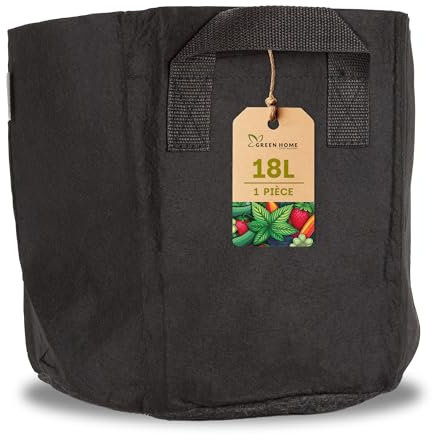 Sac de Plantation 18L – Lot de 1 Sac de Culture en Tissu Respirant avec Poignées – Pots de Jardinage Réutilisables pour Légumes, Herbes et Fleurs – Idéal pour Balcon, Terrasse et Jardin