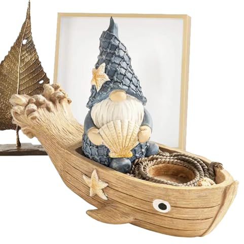 Jongyumo Maritimer Gartenzwerg aus Resin, Gartendeko Seemannsfigur Deko Harz Handwerk Charakter Gartenwichtel für Pool, Büro & Badezimmer, Wetterfeste Sommergeschenk Idee mit Segelschiff