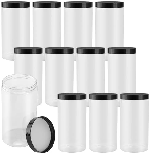 12 x Vorratsdosen Rund mit Deckel Luftdicht 1000ml,Vorratsgläser Kunststoff | Transparent Aufbewahrungsbox mit Schraubdeckel,Plastikdosen für Lebensmittel