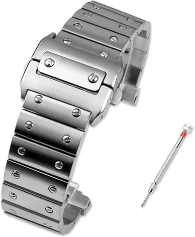 LMRJHAZ Solid Edelstahl -Uhrenband für Cartier Santos 100 Serie Herren -Armband 23,0 mm Schmetterling Schnallen Sie Accessoires