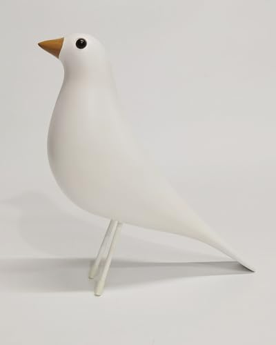 ZASEUCI Handgefertigte moderne Tauben-Skulptur aus der Mitte des Jahrhunderts, Schreibtischdekoration, Kunstvogelfigur für Zuhause, Büro, Geschenke, Vogelliebhaber und Innenarchitekten (neues Weiß)
