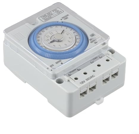ZMdooreasy Temporizador mecánico TB388 con compensación de corte de energía de 300 horas y aplicaciones en la vida diaria (12VAC/DC)