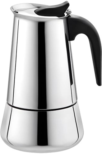 Funabridge 6-Cup Stainless Steel Espresso Coffee Maker, Italian Moka Pot, Compact And Dishwasher Safe, Ideal For All Stovetop Types, 10.1 Oz Capacity,
