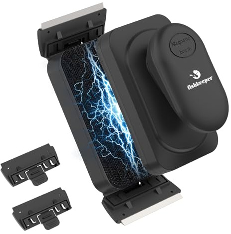 fishkeeper Aquarium Scheibenreiniger Magnet, Dual-Klingen Algenvernichter Aquarium, Magnetischer Aquariums-Reiniger für 0-1cm Dicke Acryl & Glas, Scheibenputzer Reinigungsset mit 4 Klinge Zubehör