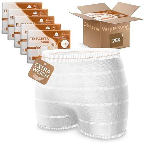Harmony Care® Fixpants Premium - extra weiche Netzhosen bei Inkontinenz und Wochenbett - Fixierhosen für Inkontinenzeinlagen, zuverlässig haltende Netzunterhosen Netzhöschen long leg - L 25 Stück