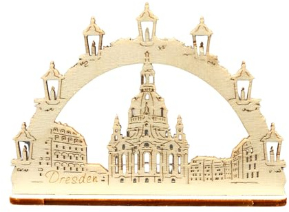 Mini Schwibbogen Dresdner Frauenkirche Dresden, 9 cm Miniatur - Holzkunst aus Sachsen