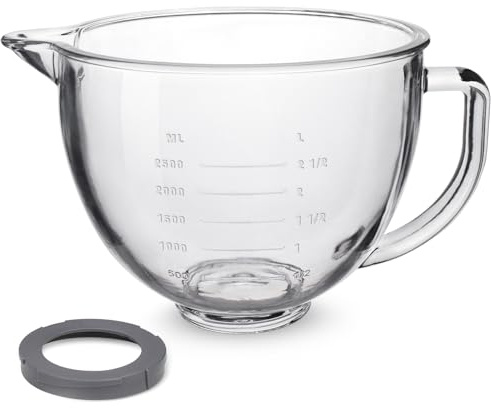 Glass Mixing Bowl 5 QT for KitchenAid 4.5 and 5 Quart Tilt-Head Stand Mixers