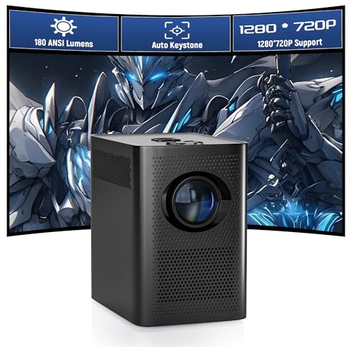 S30 Max Vidéo Projecteur Mini Bluetooth 1280 * 720P, Android 10.0 HD, Portable pour Films Extérieurs, Compatible Smartphones, Ordinateur Portable, USB, Parfait pour Maison, Chambre et Extérieur(Noir)