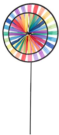 HQ Design Windspiration - Magic Wheel, UV-beständige und wetterfeste Windspiel Deko für Garten, Terrasse und Balkon, inklusive Standstab (Duett Rainbow)