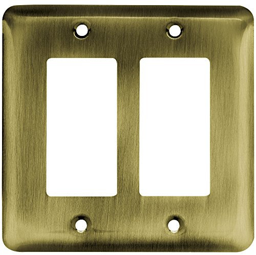 Franklin Messing 126433 aus gestanztem Stahl rund Quad Kippschalter-/Switch Plate/, Messing antik Doppelt, zur Dekoration Single messing antik-optik