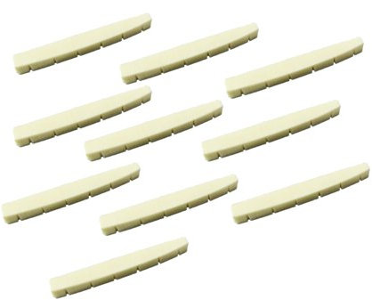Musiclily 42*3.5*4.5/3.5 MM Electric Guitar Pre-Slotted Bone String Nut for 6 string Fender Strat Stratocaster Guitar Tele Telecaster Replacement(Pack of 10)