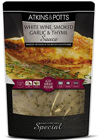 Atkins & Potts White Wine, Smoked Garlic and Thyme Finishing Sauce, 350 g