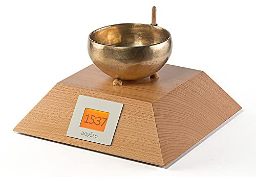 DAYASA Klangschalenuhr Anand Buche Natur; Wecker mit Klangschale; Zen-Wecker