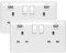2 x USB Double Wall Plug Socket 2 Gang 13A with 2 USB Charger Port Outlets White Socket Plate
