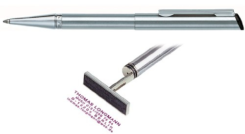 Heri Stempel Kugelschreiber Individueller Kugelschreiberstempel Silber 33x8 mm Gummi Rechteckig