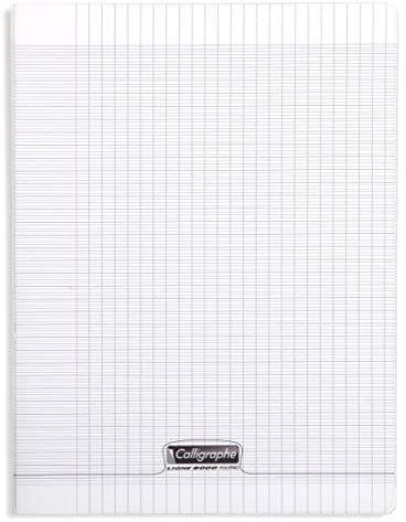 Calligraphe 18199C Un Cahier Agrafé Incolore (une Marque de Clairefontaine) - 24x32 cm - 96 Pages Grands Carreaux - Papier Blanc 90 g - Couverture Polypro Transparent