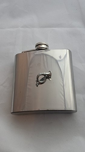 C22 COR de Chasse Fine en étain Anglais Flasque 170,1 Gram en Acier Inoxydable avec emblème en étain Captive Top