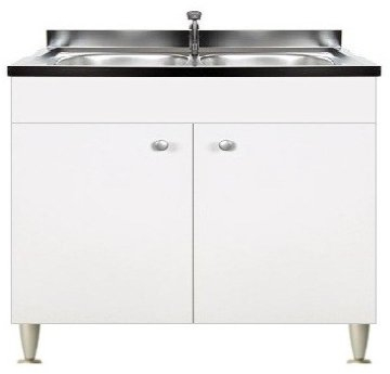 Arredobagnoecucine Mueble bajo lavabo blanco, 2 puertas para fregadero porcelana 80 cm (no incluido)