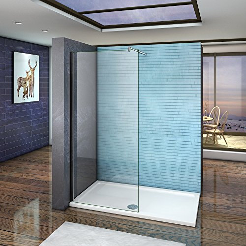 Paroi de douche 50x200cm paroi de fixation à l'italienne avec barre de fixation extensible cylindrique verre anticalcaire