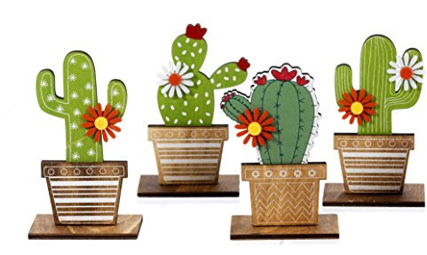 4 Stück Kaktus Deko aus Holz cm.13 by Mandeln Gastgeschenk