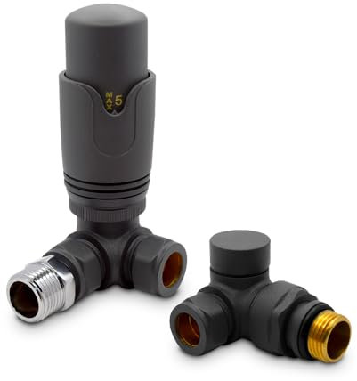 Corner Anthracite Thermostatic Valves for Radiators & Towel Rails