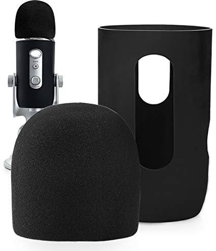 YOUSHARES Microphone Windscreen Foam– Mic Cover Pop Filter Windshield &Protector for Blue Yeti, Yeti Pro Condenser Microphones (Black)