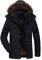 FTCayanz Manteau Homme Hiver Parka Chaud Fourrure Casual Outdoor Blouson Amovible Capuche Noir 2XL