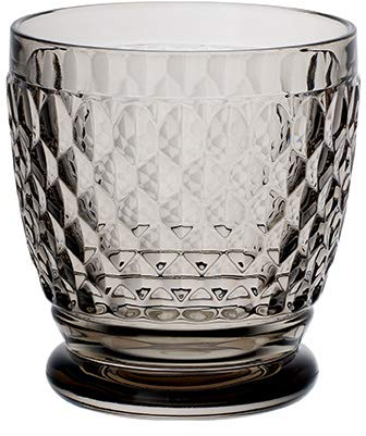 Villeroy & Boch Boston Coloured Becher Smoke 4er Set, 330 ml, Farbige Trinkgläser mit Facettenmuster, Becher aus Kristallglas für Heiß- und Kaltgetränke, Spülmaschinengeeignet, Grau