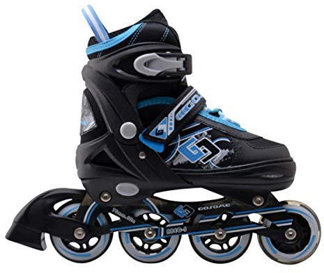 Tante Tina Pro Inliner für Kinder - Kinder Inliner verstellbar mit leuchtenden Frontrollen - Kinderinliner Rollschuhe größenverstellbar in 4 Größen - Schwarz/Blau - L (38-41)