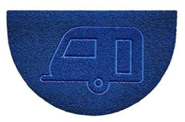 Nicoman Embossed Halfmoon Half Circle Door Mat Dirt-Trapper Jet-Washable Doormat 70x44cm (Blue, CARAVAN Shape) - Use Indoor or Sheltered Outdoor