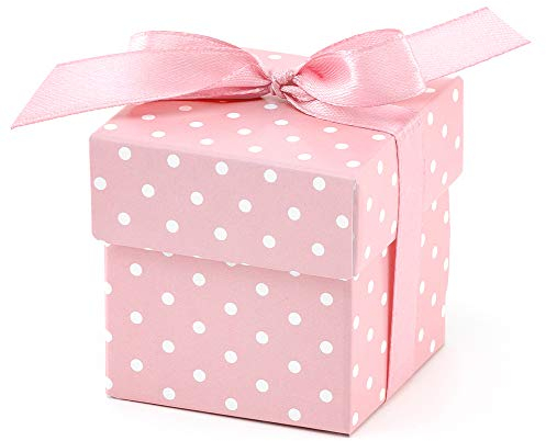 10 Stück Geschenkboxen in Rosa mit Weißen Punkten Schachtel Tischdeko