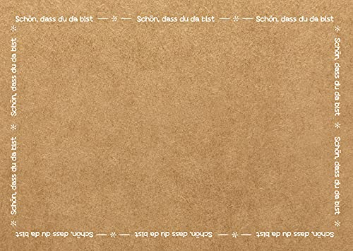 Logbuch-Verlag 50 Tischsets aus Papier SCHÖN DASS DU DA BIST braun weiß - Platzdeckchen Platzsets DIN A3 Kraftpapier-Optik glänzend