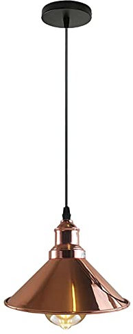 Pendelleuchte aus Kupfer, Vintage, Industrial, Retro, Loft, Deckenleuchte, Metall, Lampenschirm, höhenverstellbar, mit Lampenschirm (Roségold + Leuchtmittel)