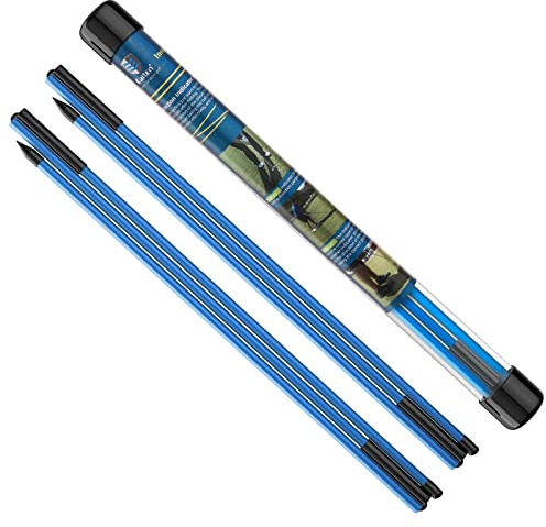MoKo Golf Alignment Stick, 2 Pack Swing Trainer Tool, 48 Collapsible Alignment Stick Golf Training Aid for Aiming, Putting, Posture Corrector, Golf Practice Sticks with Clear Tube Case, Blue