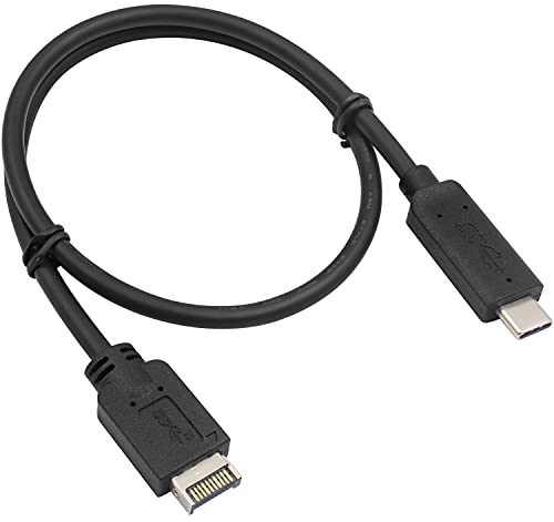 Duttek USB Front Panel Adapter Cable, Type E to USB C Cable, USB Type-E Male to USB3.1 Type-C Male 10Gbit/s Motherboard Internal Adapter Cable 1.6Ft/50CM