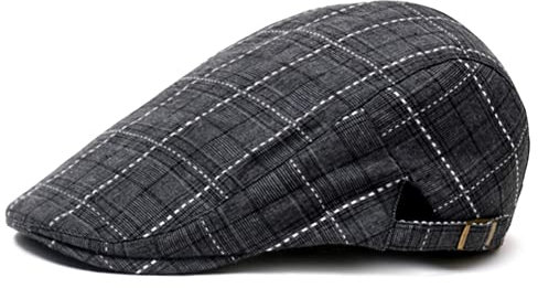 crazy bean Casquette Plate Bérets Tissu Écossais Style Vintage, Newsboy Cap Chapeau Unisexe Réglable, Chasse Golf Tir Casquette