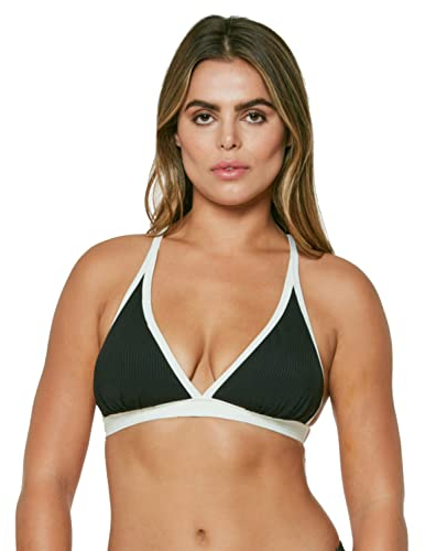 Jessica Simpson Séparateurs de Natation (Hauts et Pantalons), Collection Chop & Change Bikini, Triangle Noir/crème, L Femme