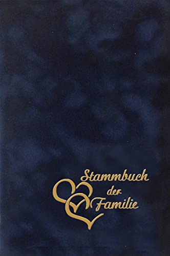 Stammbuchverlag Stammbuch Herzen, dunkelblau, Velours, Herzprägung Gold, Stammbuchformat