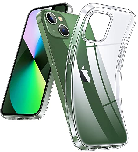 DOSMUNG Klar Hülle für iPhone 13 (6,1 Zoll), Flexible Minimalistische Silikonhülle Weiche Case Stoßfeste Kratzfestigkeit Handyhülle für iPhone 13, Durchsichtig