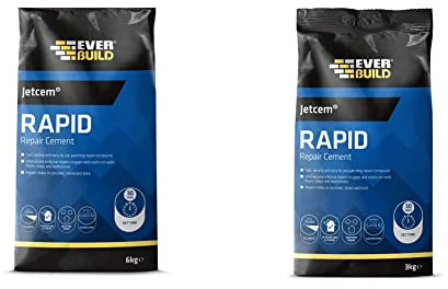 Everbuild Jetcem Rapid Set Cement, Fast Setting Repair Cement, Grey, 6 kg & Jetcem Rapid Set Cement, Fast Setting Repair Cement, Grey, 3 kg