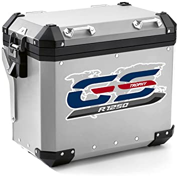 Adesivo Rifrangente Valigia Alu COMPATIBILE CON BMW R 1250 GS Trophy RS-FM-001 (Bianco)