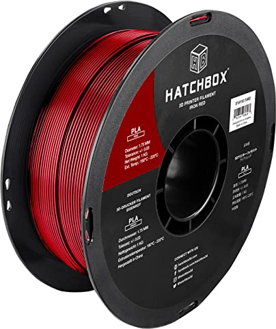 HATCHBOX PLA PRO+ 3D Printer Filament, Dimensional Accuracy +/- 0.03 mm, 1 kg Spool, 1.75 mm, Iron Red