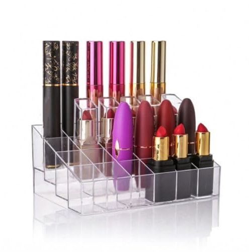 Lipstick Organiser, Lipstick Holder, 24 Slots Clear Acrylic Makeup Storage Organizer, Acrylic Display Stand, for lipstick stand Essential Oil Jewelry Makeup Holder