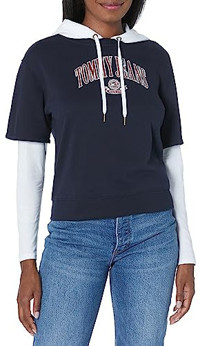 Tommy Hilfiger Sweat à capuche décontracté avec logo 2fer pour femme, Sky Captain., X-Large