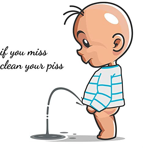 Funny Toilet Seat Sticker Bathroom Wall Decal, Cartoon Villain Toilet Stickers, If You Miss,Clean Your Piss Toilet Sticker, Waterproof Vinyl Wall Art Sign Decor
