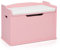 COSTWAY Wooden Toy Box, Kids Bench and Storage Chest with Cushion, Safety Hinged Lid & Handles, Children's Organizer Cabinet for Playroom Bedroom (Pink)