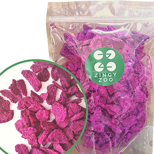 Pitaya Fruit du Dragon Lyophilisé | XL 300g Naturel et Sans Sucre Ajouté | Colorant Alimentaire Rouge | Freeze Dried Fruit Dragon Fruit Pink Pitaya | Make Pink Matcha with Dragon Rose | ZingyZoo