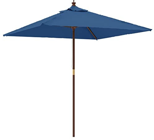 vidaXL Parasol de Jardin avec mât en Bois Bleu azuré 198x198x231 cm, Parasol, Parasol d'extérieur, Parasol de Patio, Parapluie, Parasol de terrasse